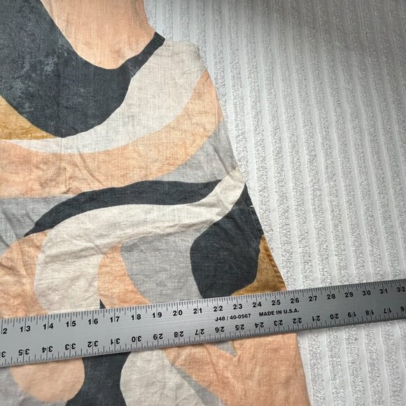 Rachel Zoe Womens Linen Summer Shift Dress Large Peach Grey Abstract Pockets - Picture 7 of 9